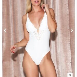 Fleur du Mal White Lace Bodysuit